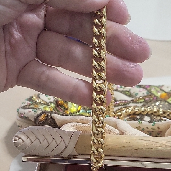 Embellished VERSACE Cream Floral Women's Bag - Picture 13 of 14